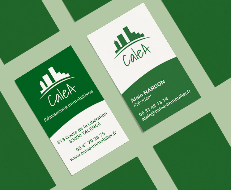 Création carte de visite Caléa par l'agence de communication Et Voilà Prod! à latresne