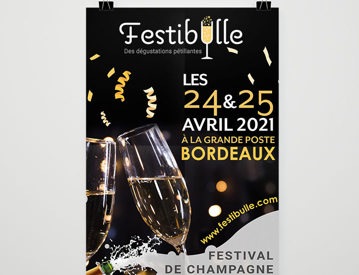 Création de l'ffiche Festibulle Festival de Champagne Bordeaux, par l'agence Et Voilà Prod à latresne